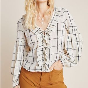 Anthropologie Garland Textured Peasant Blouse